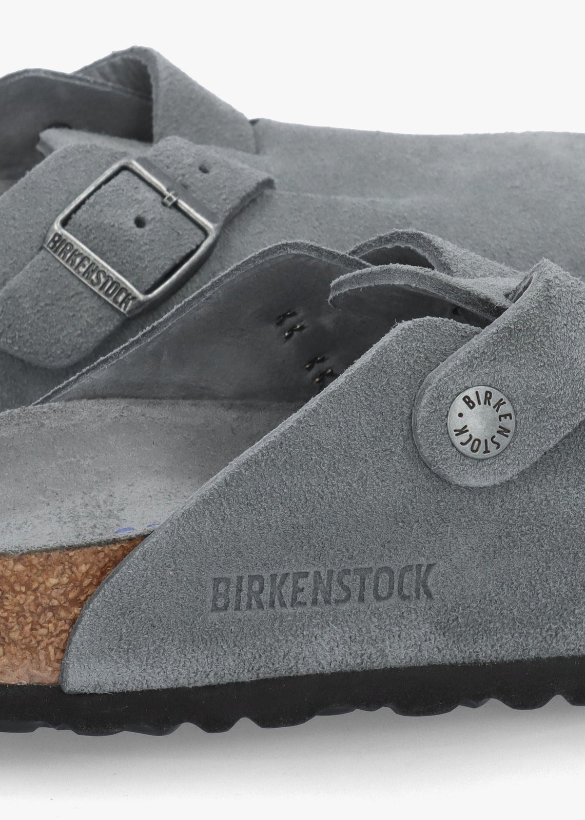 Boston Basalt Gray Tonal Footbed Suede Clogs