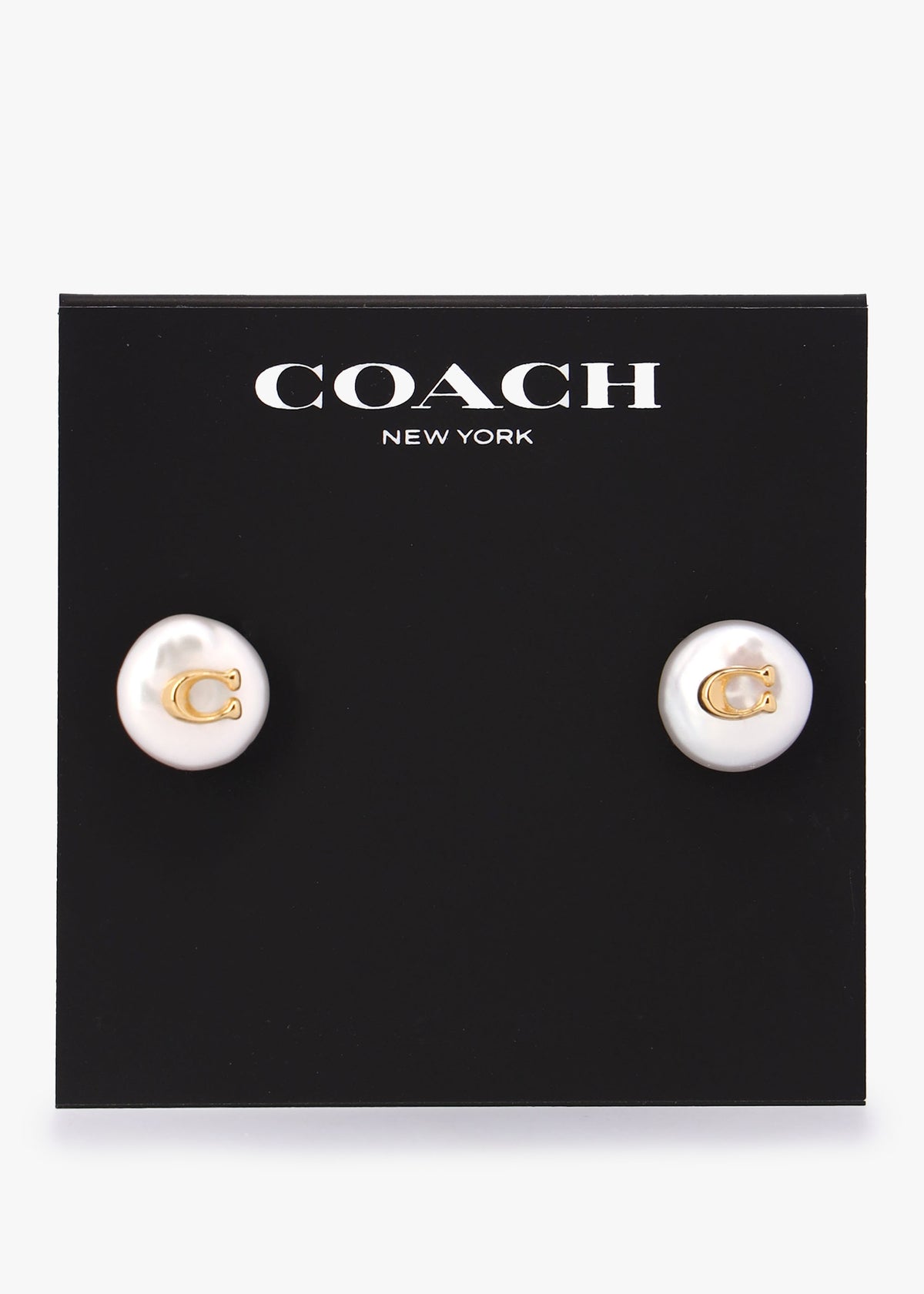 Circle Pearl C Logo Gold Stud Earrings