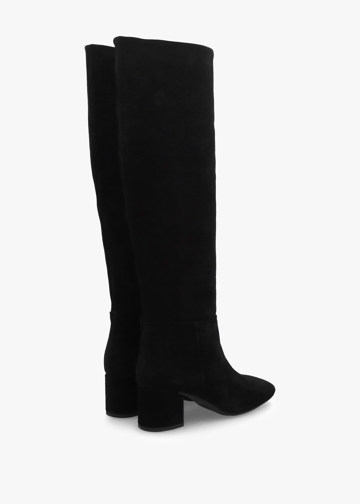 Lala Black Suede Mid-Block Heel Knee Boots