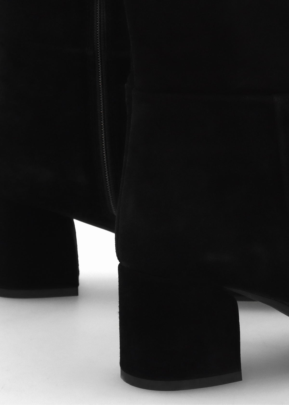 Lala Black Suede Mid-Block Heel Knee Boots
