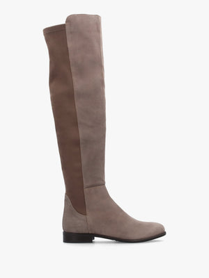 Liz Taupe Suede Flat Knee Boots