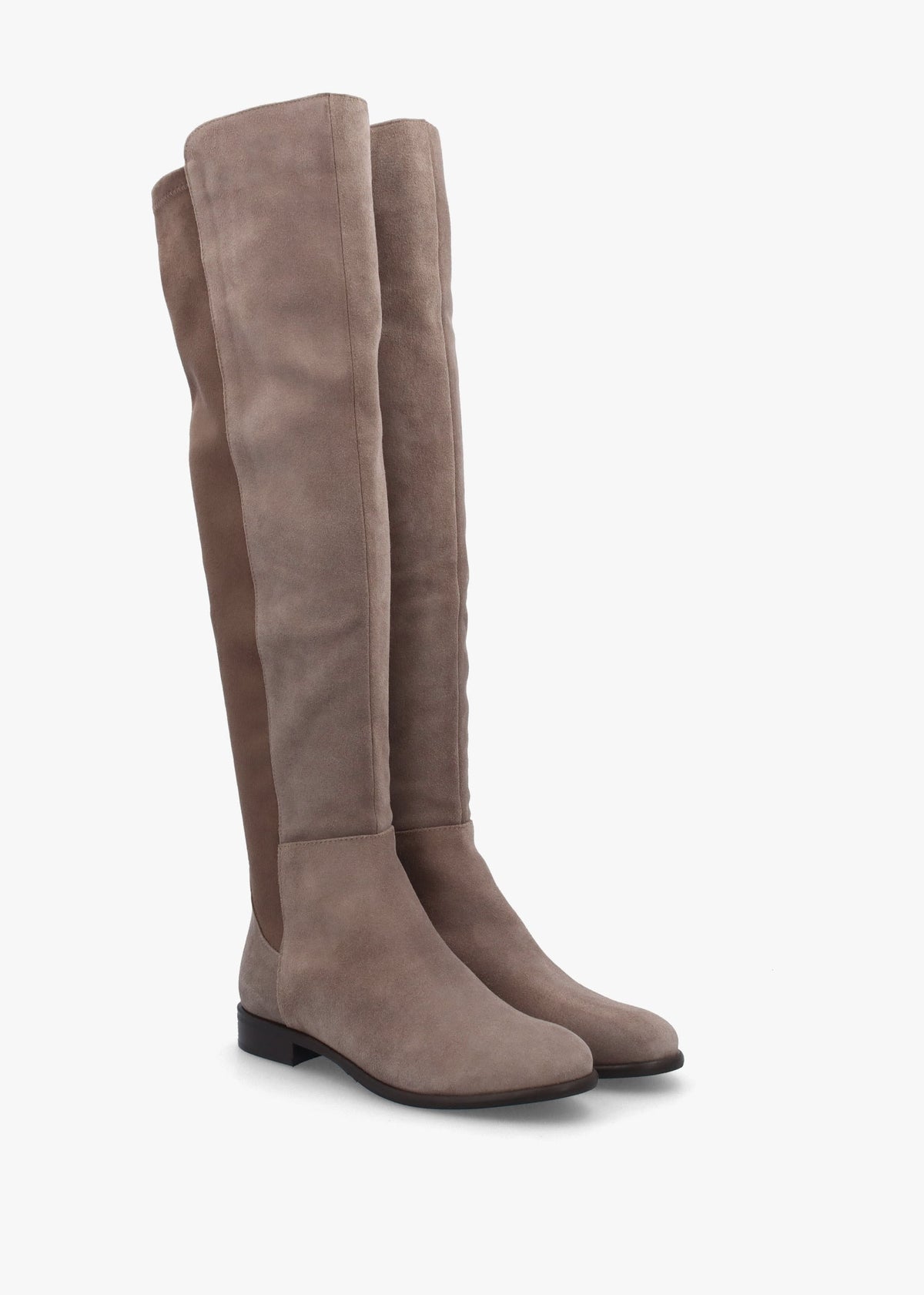 Liz Taupe Suede Flat Knee Boots