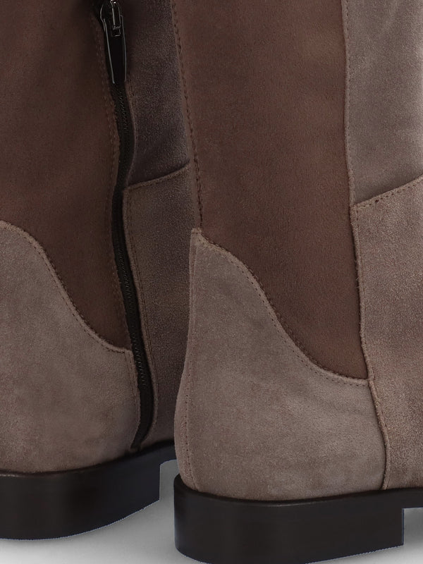 Liz Taupe Suede Flat Knee Boots