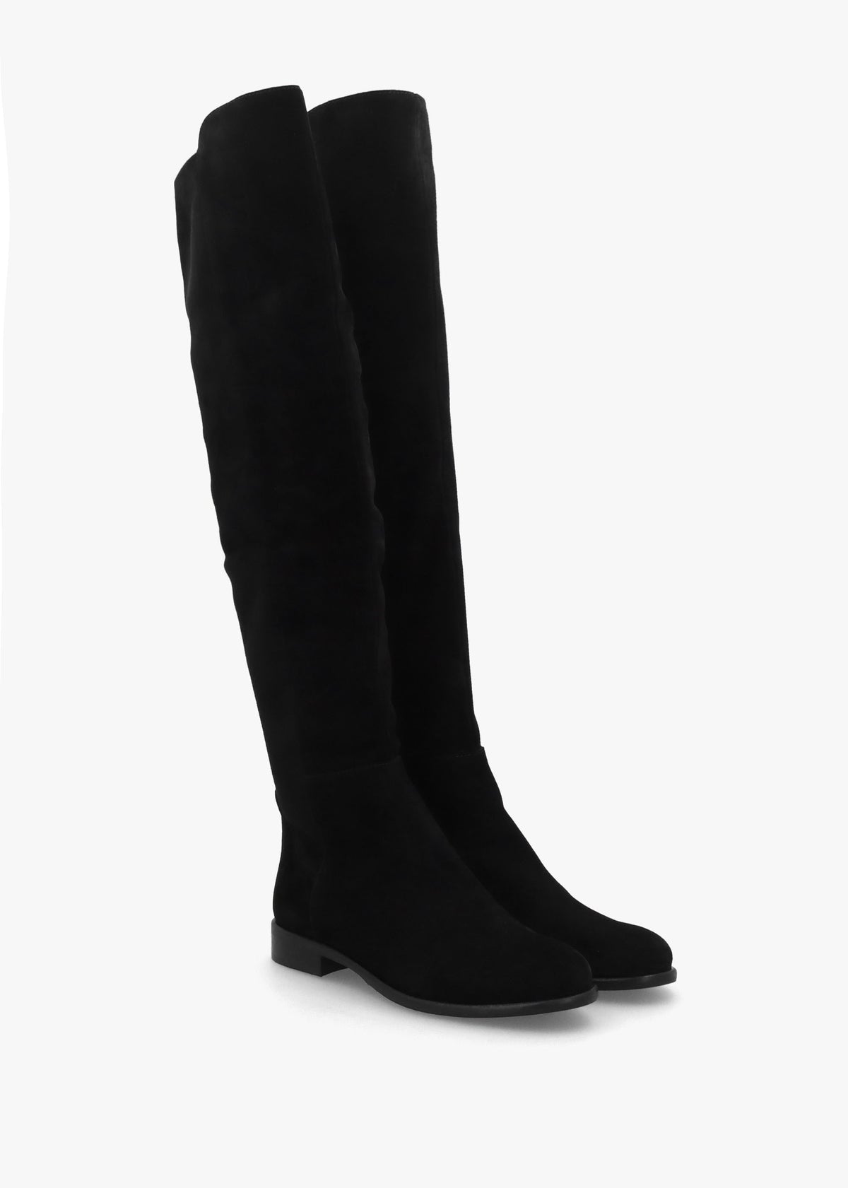 Liz Black Suede Flat Knee Boots
