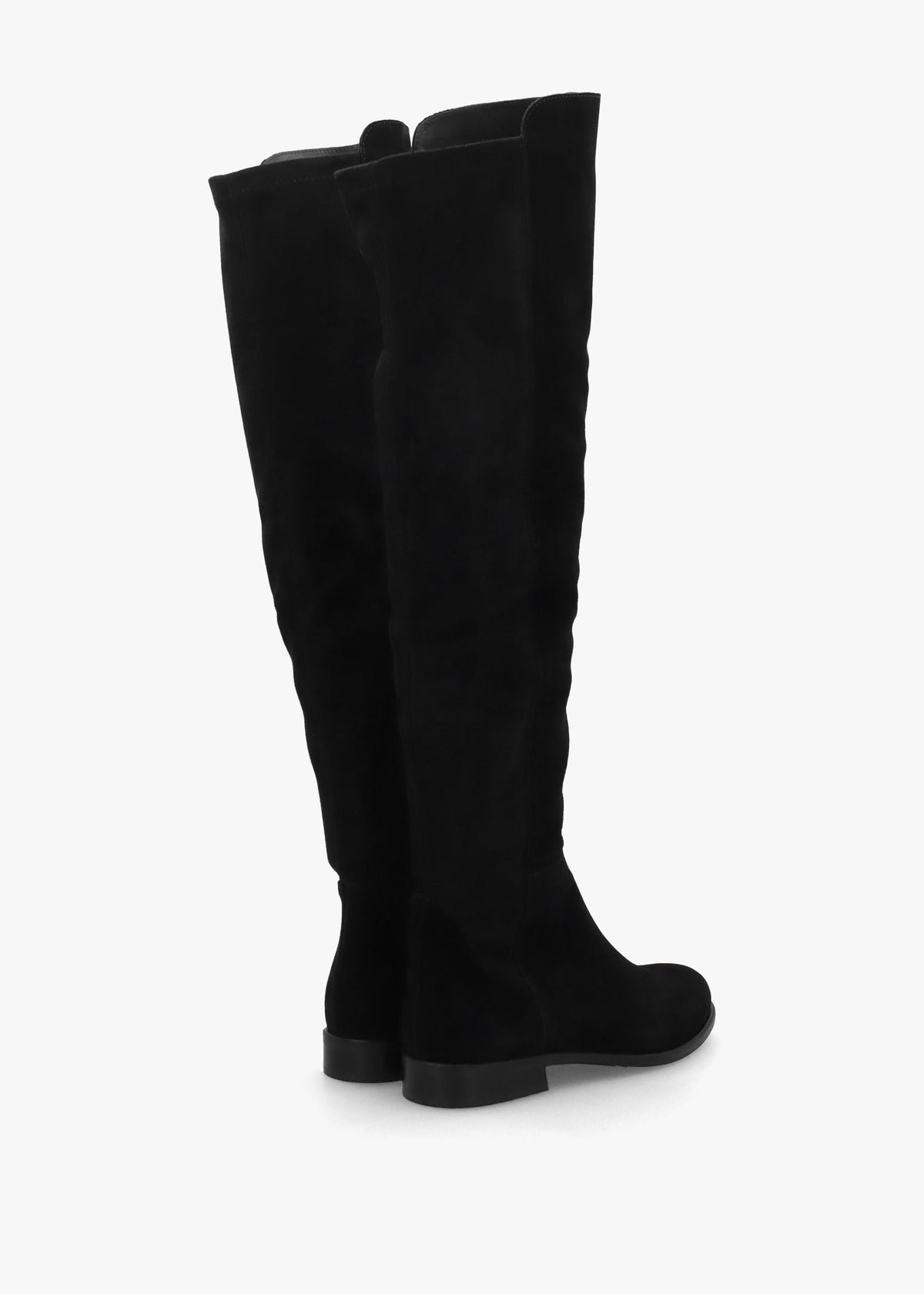 Liz Black Suede Flat Knee Boots