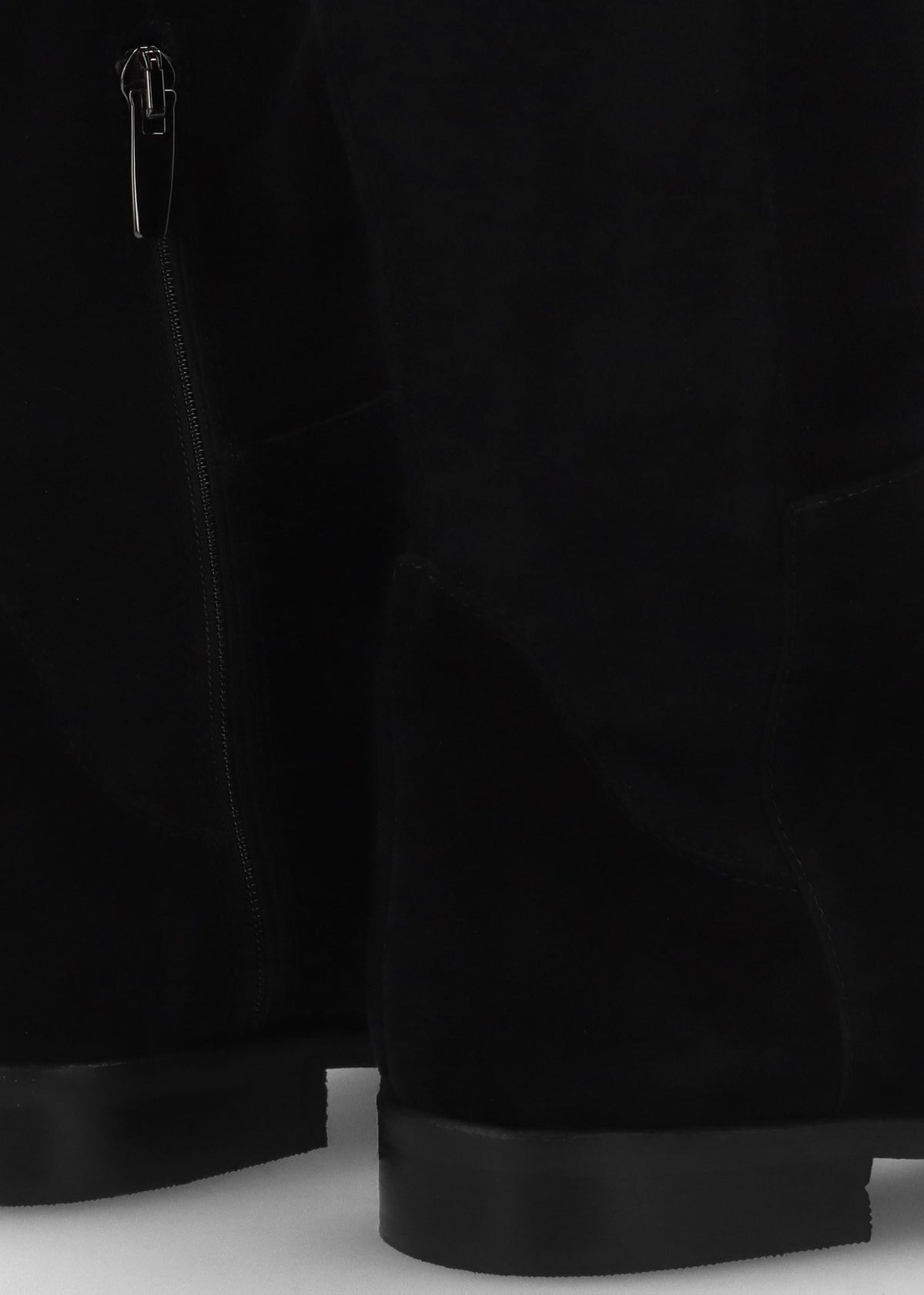 Liz Black Suede Flat Knee Boots