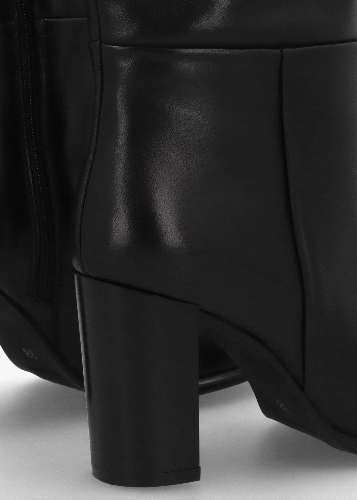 Lottie Black Leather High Block Heel Knee Boots