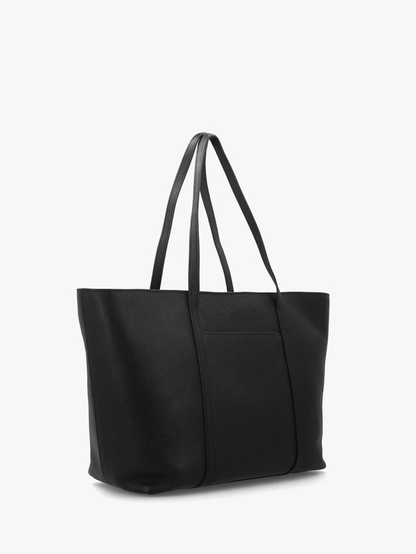 The Weekly Large Top Zip Black Leather Tote Bag