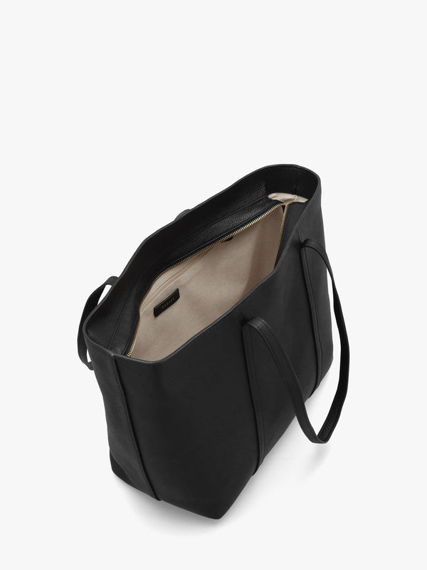 The Weekly Large Top Zip Black Leather Tote Bag