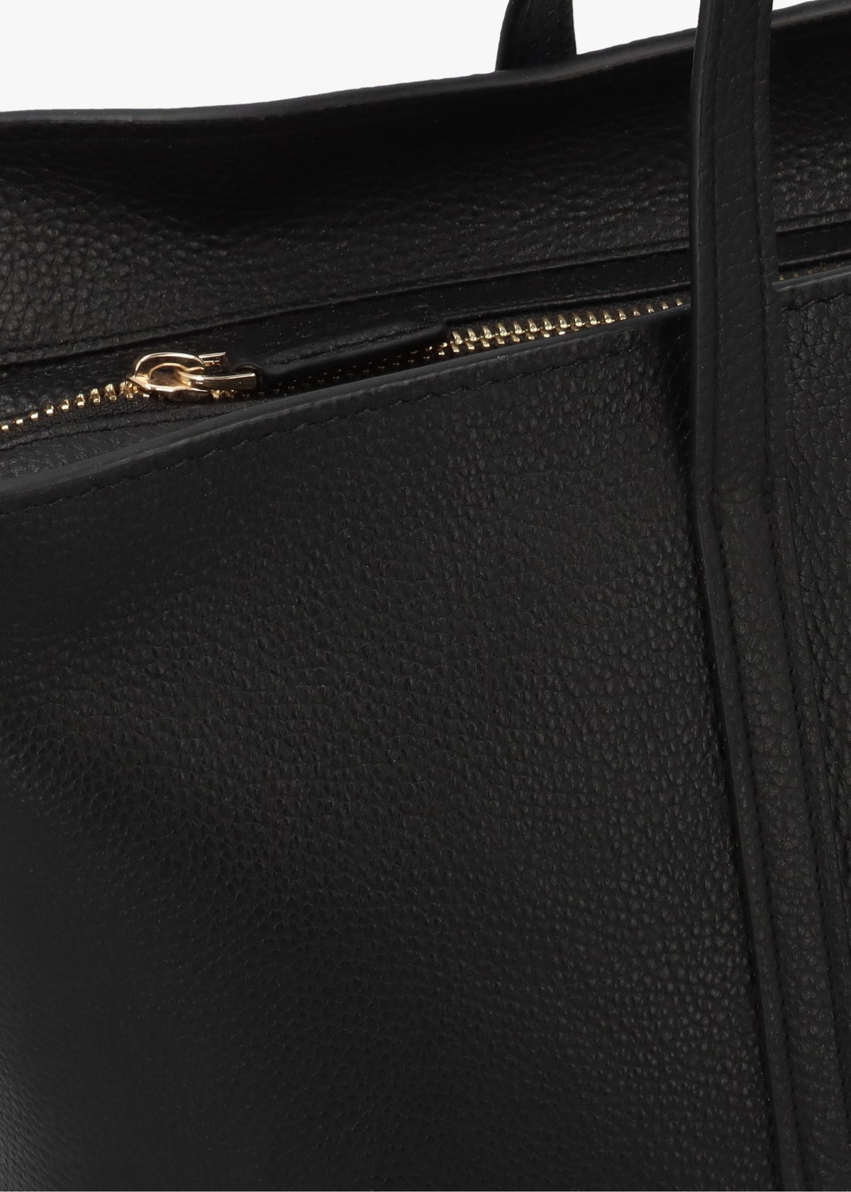 The Weekly Large Top Zip Black Leather Tote Bag