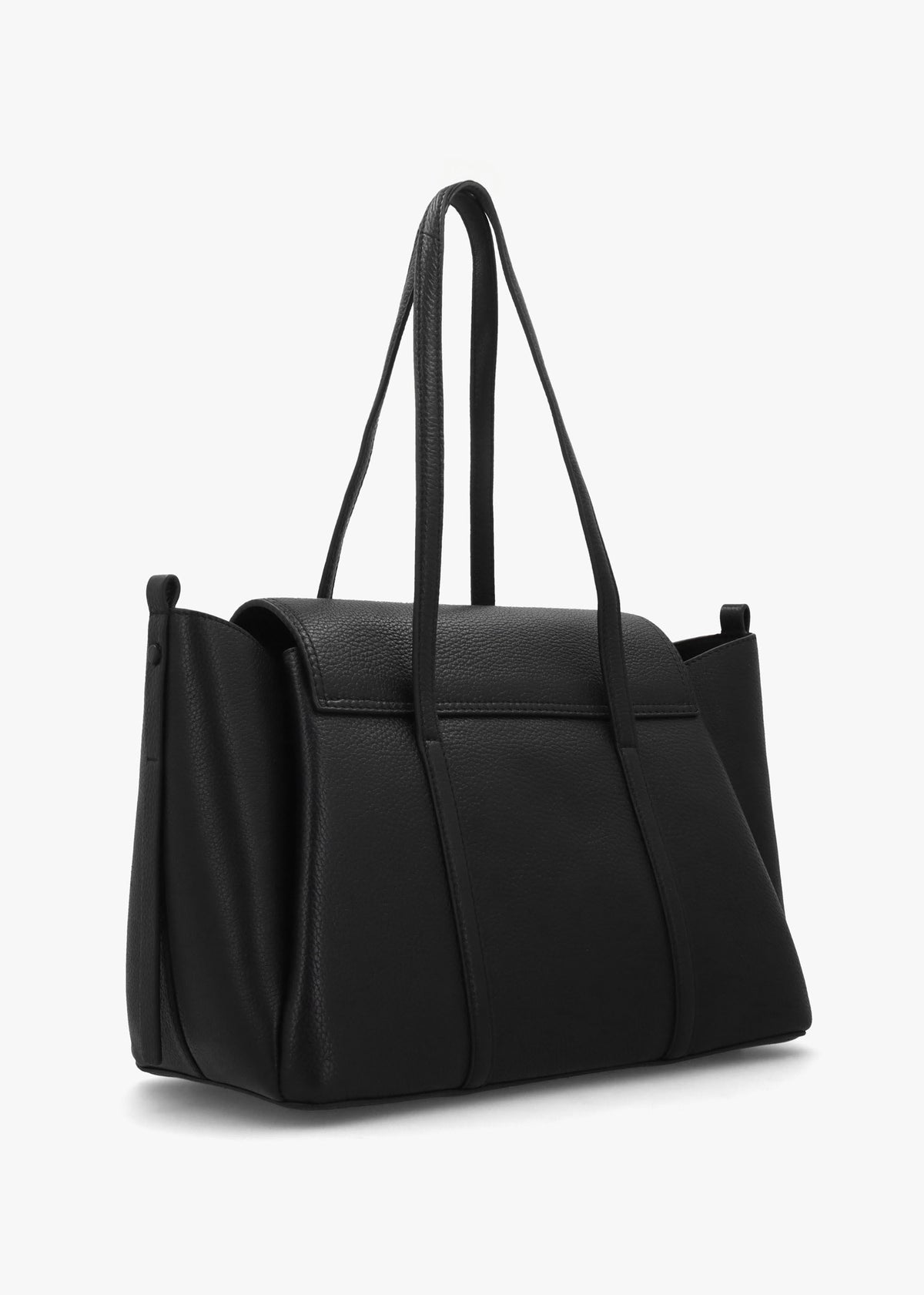 Large The Chancery Flapover Black Leather Shoulder Bag