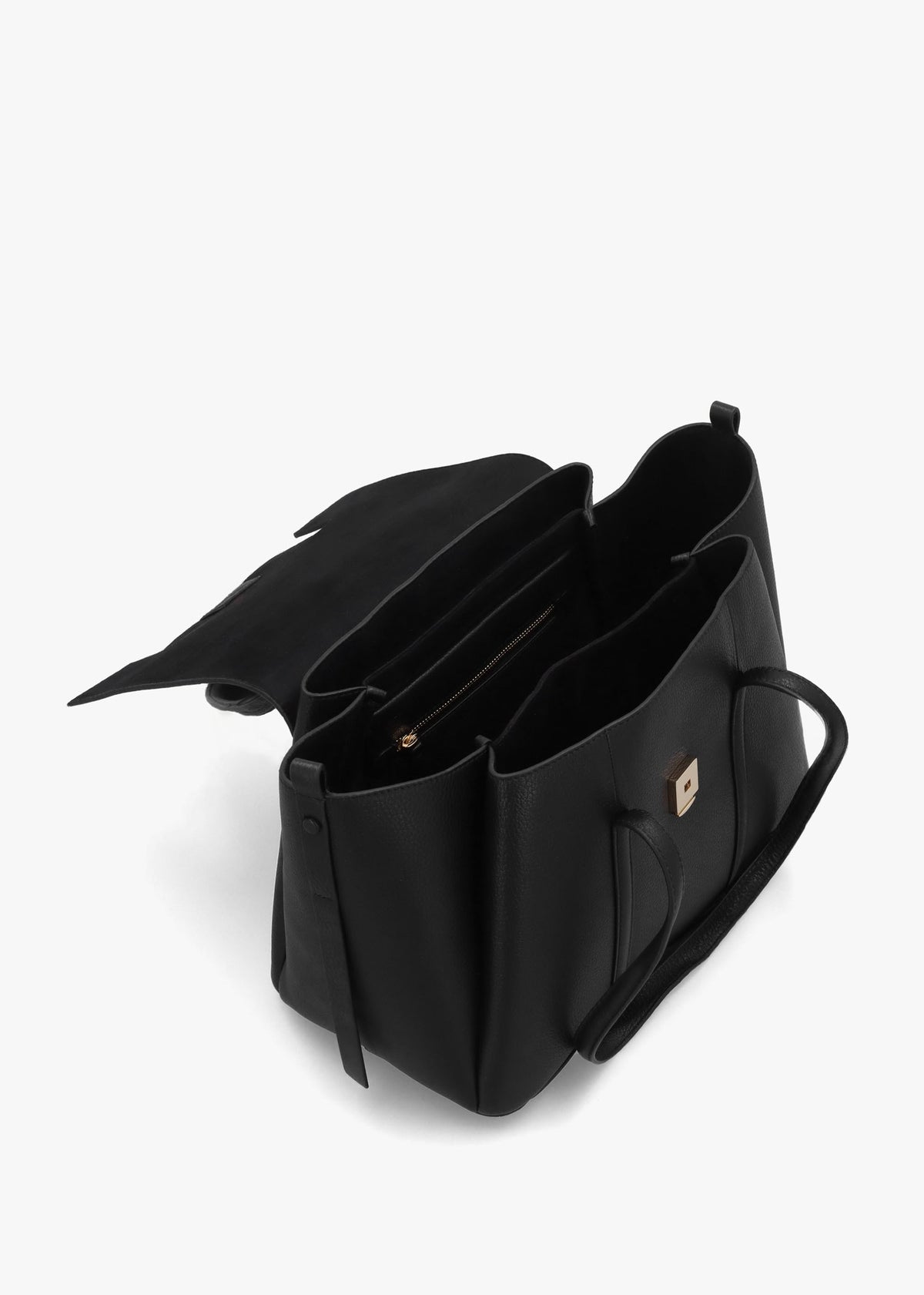 Large The Chancery Flapover Black Leather Shoulder Bag