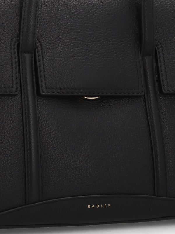 Large The Chancery Flapover Black Leather Shoulder Bag