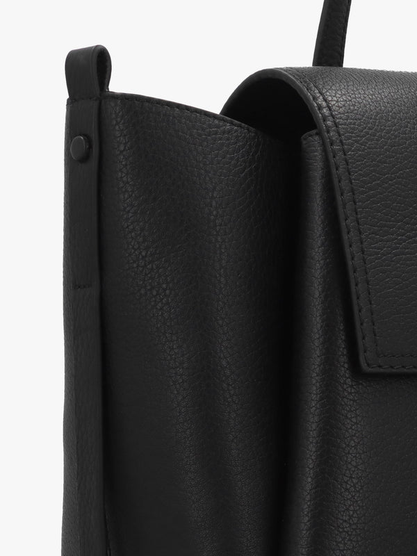 Large The Chancery Flapover Black Leather Shoulder Bag