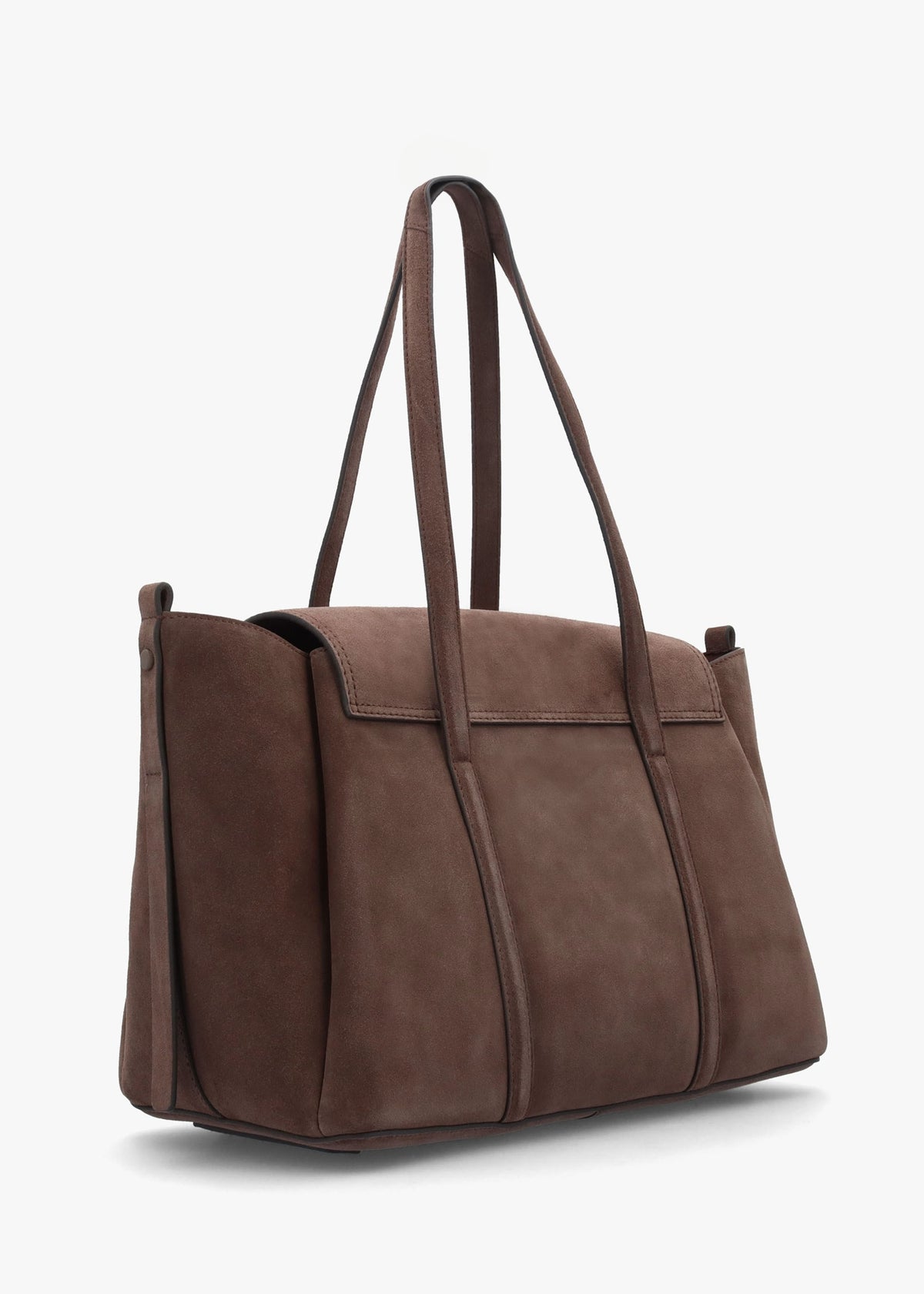 Large The Chancery Flapover Coffee Suede Shoulder Bag