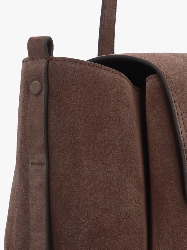 Large The Chancery Flapover Coffee Suede Shoulder Bag
