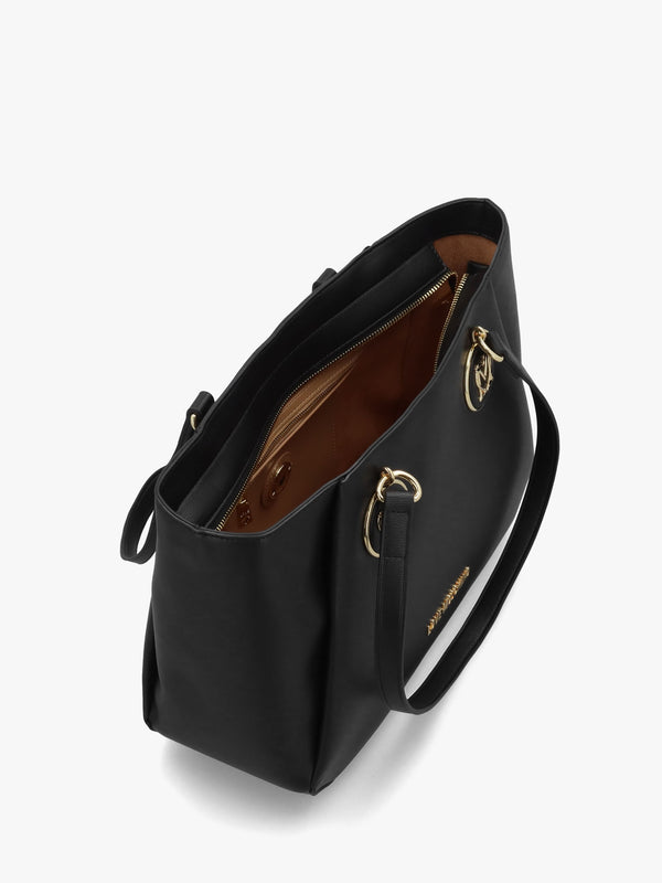 Double Heart Logo Nero Shopper Bag