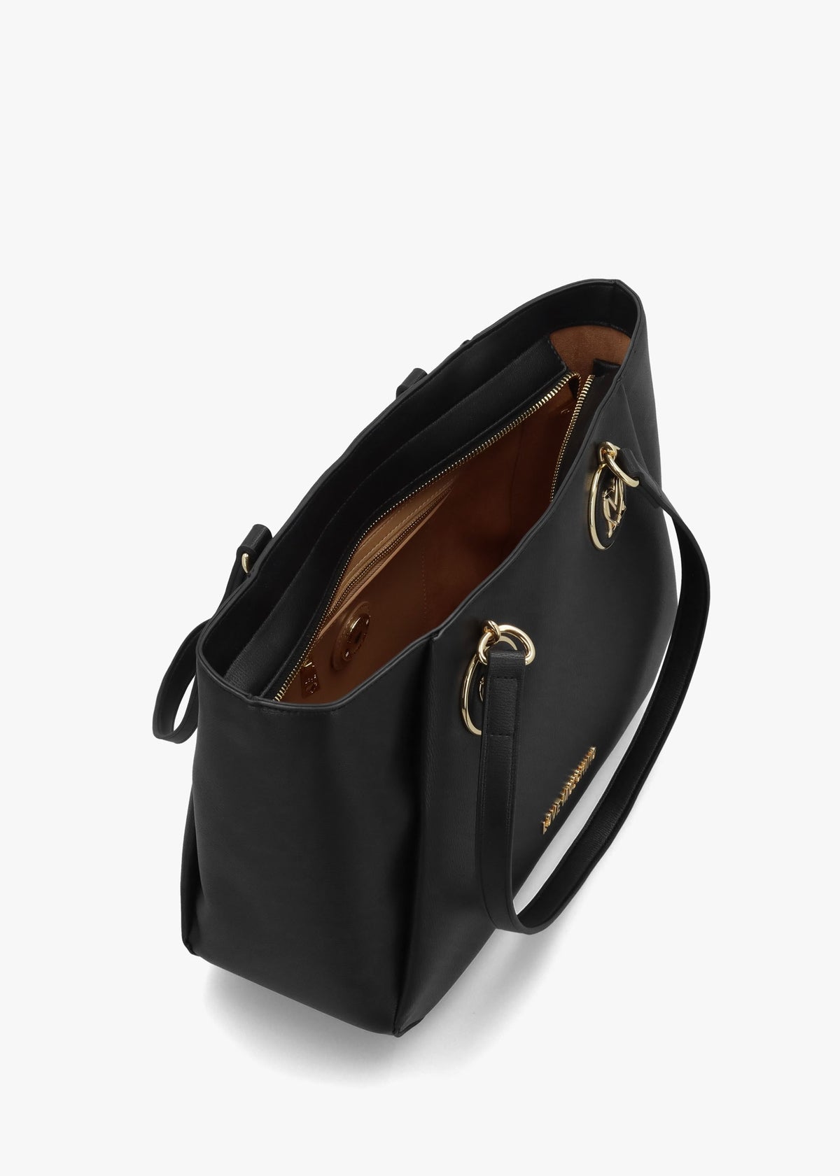 Double Heart Logo Nero Shopper Bag