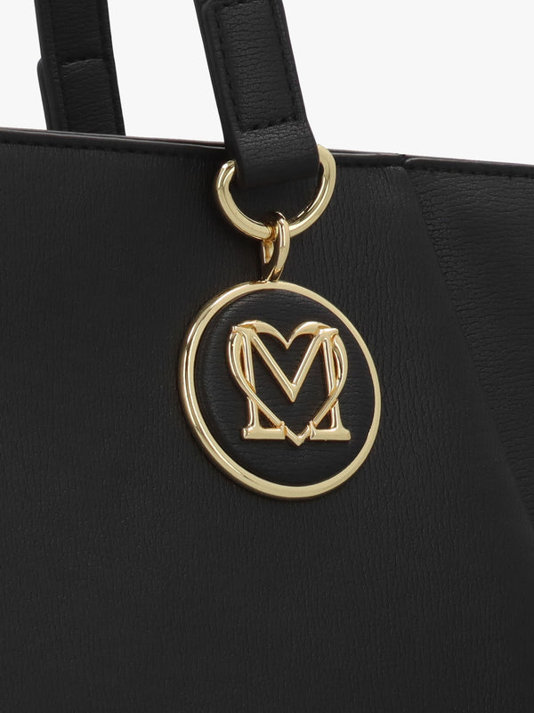 Double Heart Logo Nero Shopper Bag
