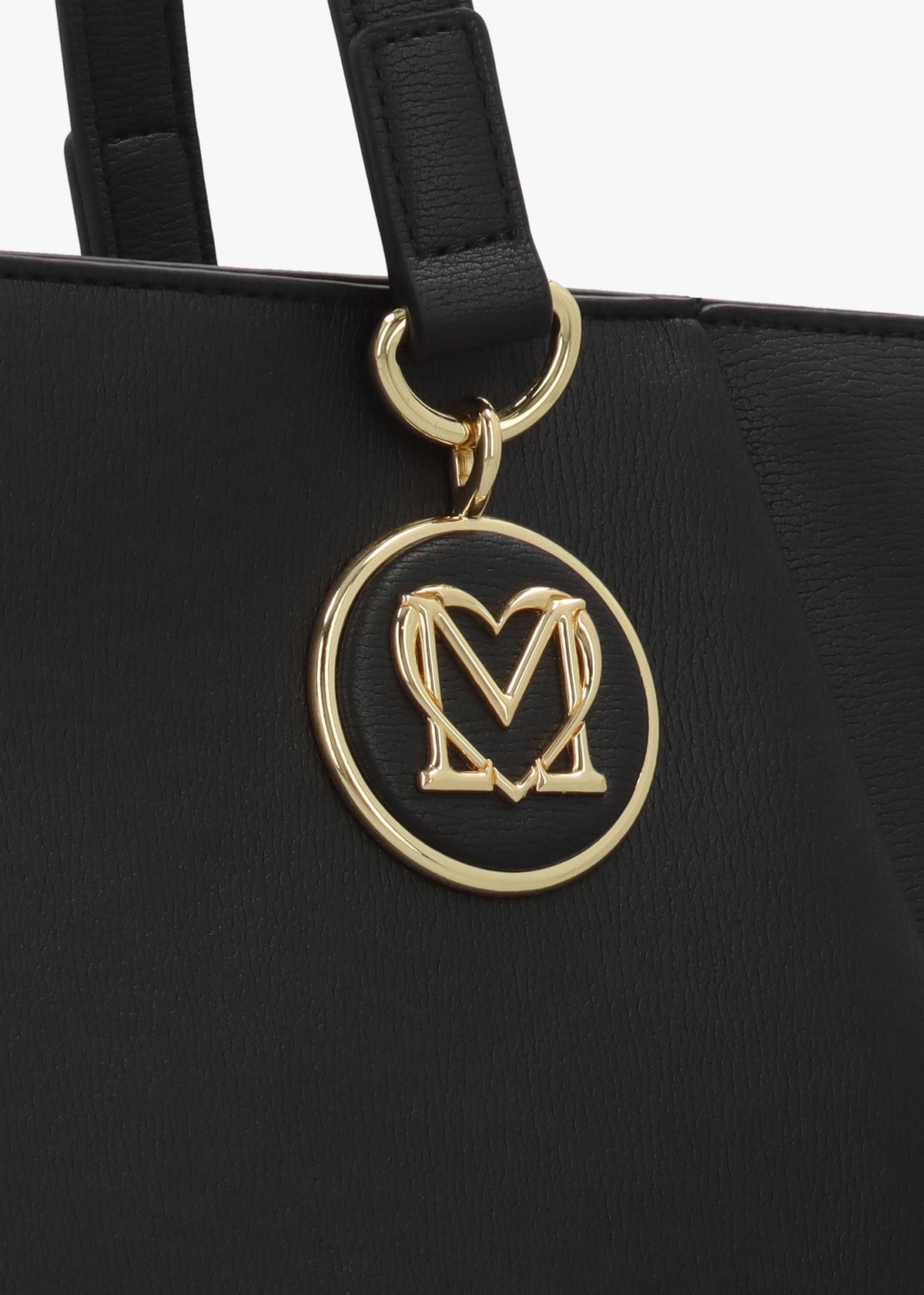 Double Heart Logo Nero Shopper Bag