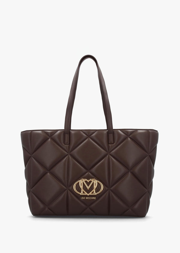 Heart Logo Quilted Pillow Cioccolato Shopper Bag