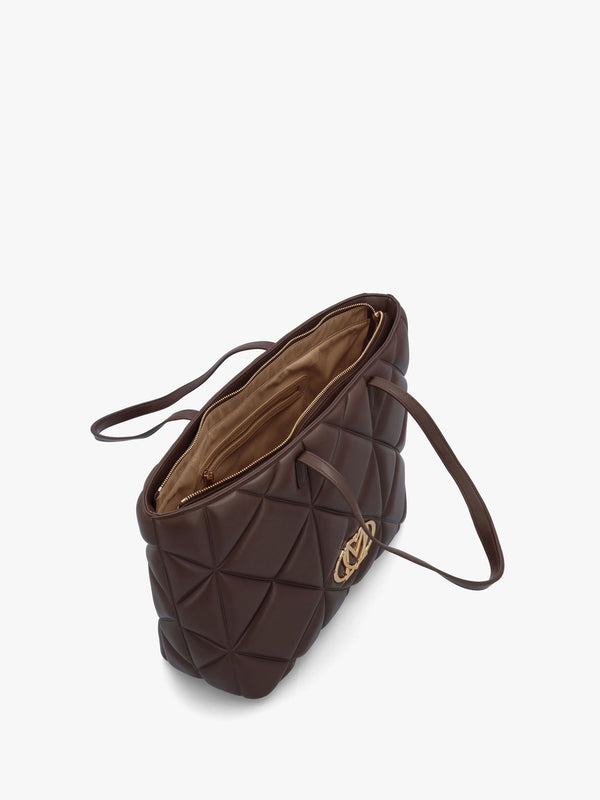 Heart Logo Quilted Pillow Cioccolato Shopper Bag