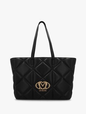 Heart Logo Quilted Pillow Nero Shopper Bag