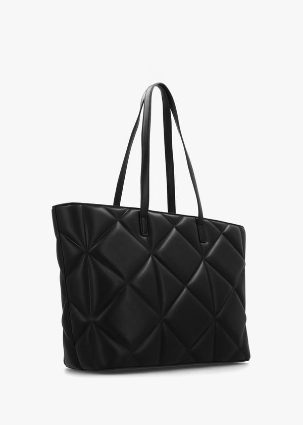 Heart Logo Quilted Pillow Nero Shopper Bag