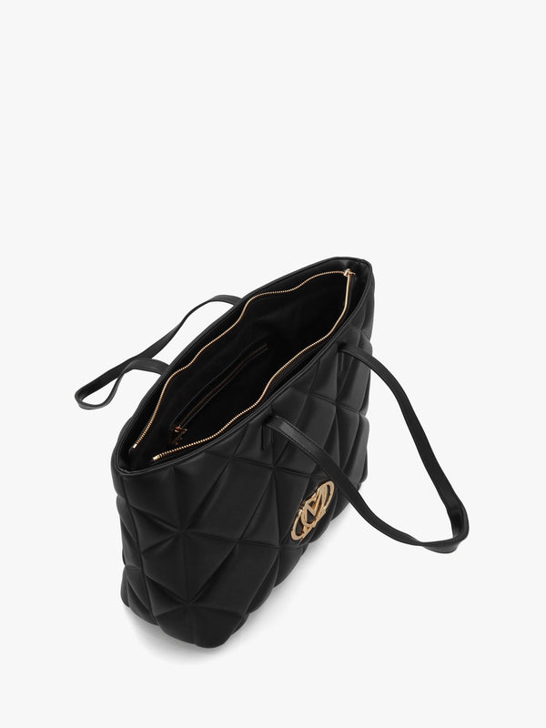 Heart Logo Quilted Pillow Nero Shopper Bag