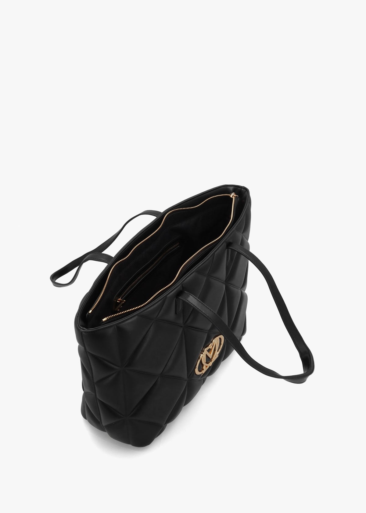 Heart Logo Quilted Pillow Nero Shopper Bag
