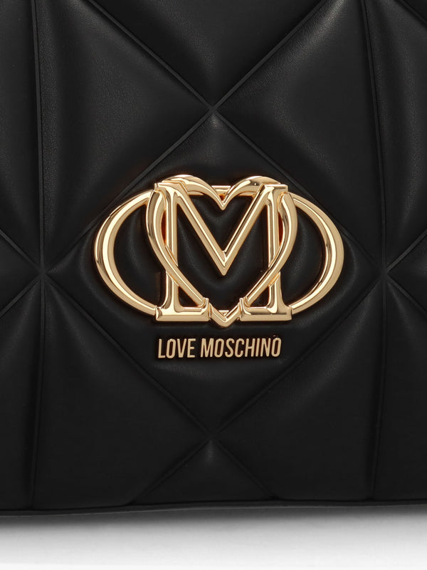 Heart Logo Quilted Pillow Nero Shopper Bag