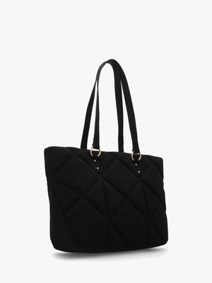 Heart Logo Quilted Pillow Velour Nero Shopper Bag