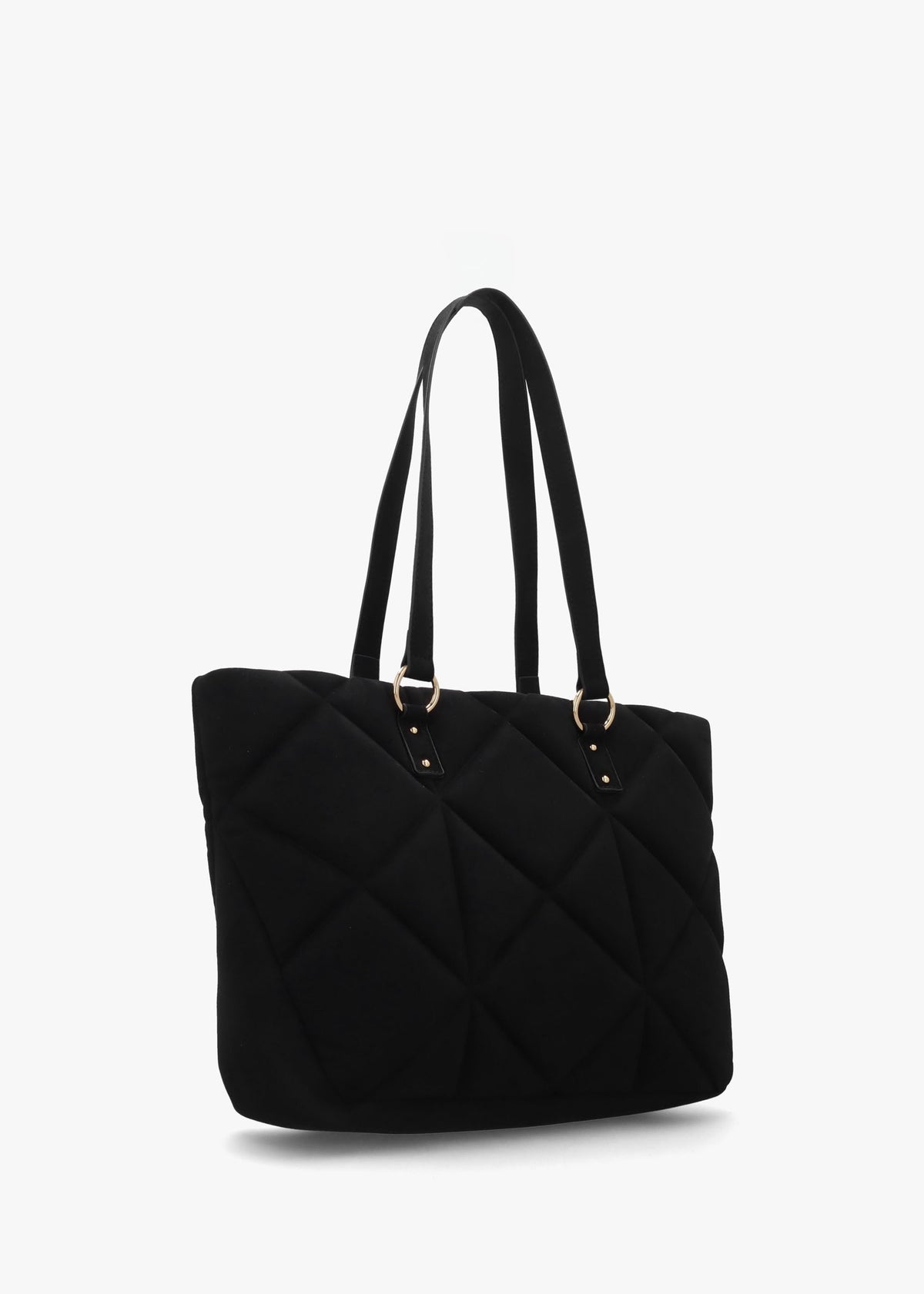 Heart Logo Quilted Pillow Velour Nero Shopper Bag