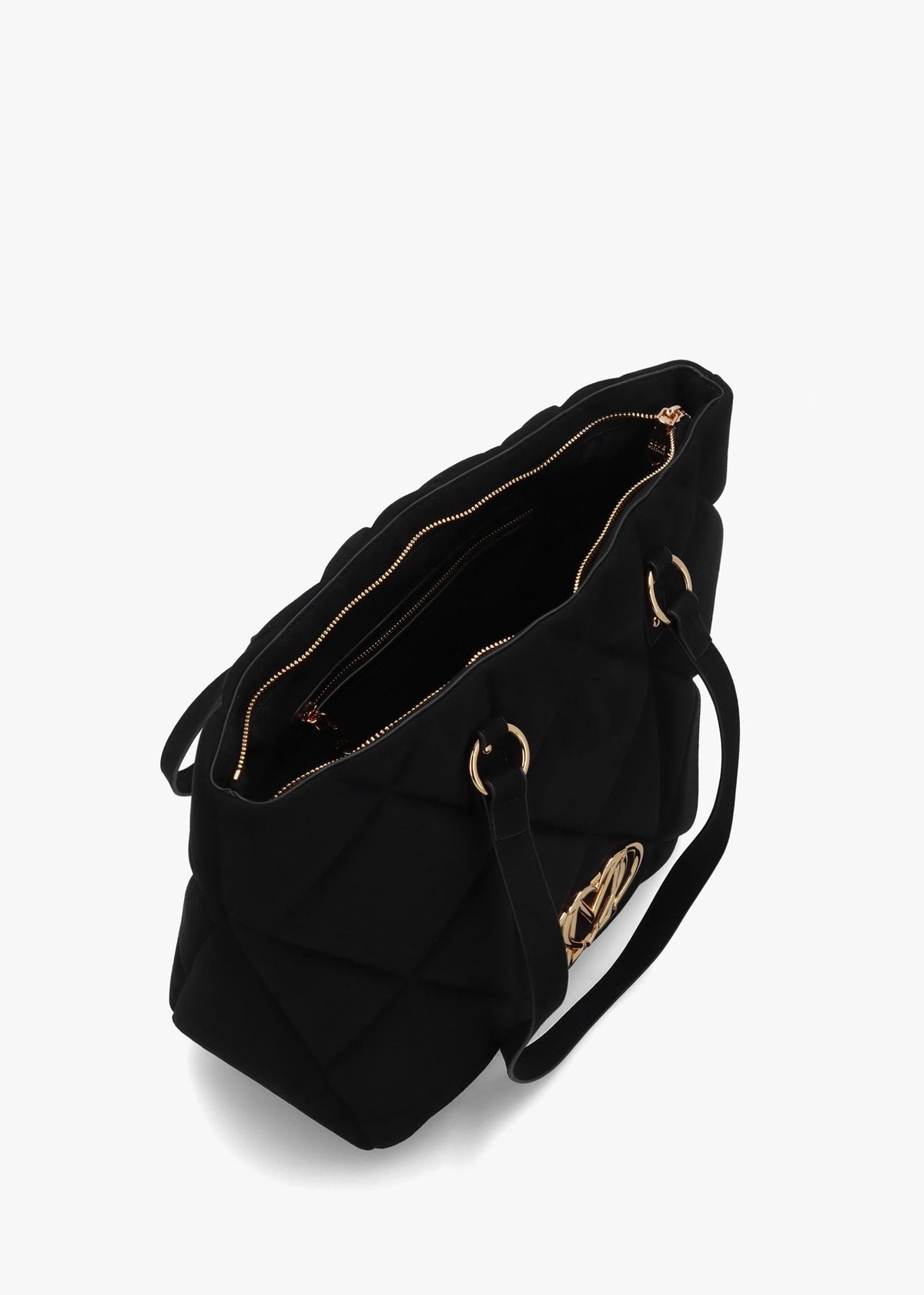 Heart Logo Quilted Pillow Velour Nero Shopper Bag