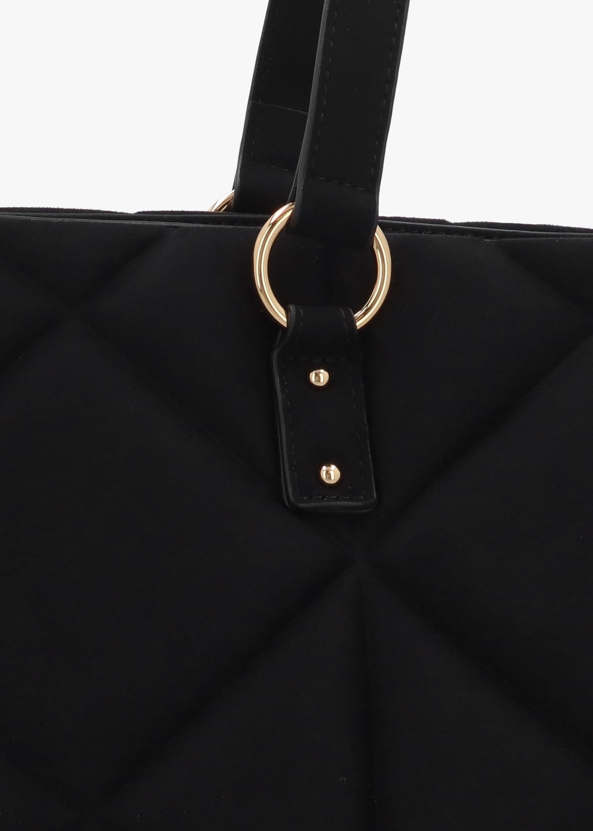 Heart Logo Quilted Pillow Velour Nero Shopper Bag