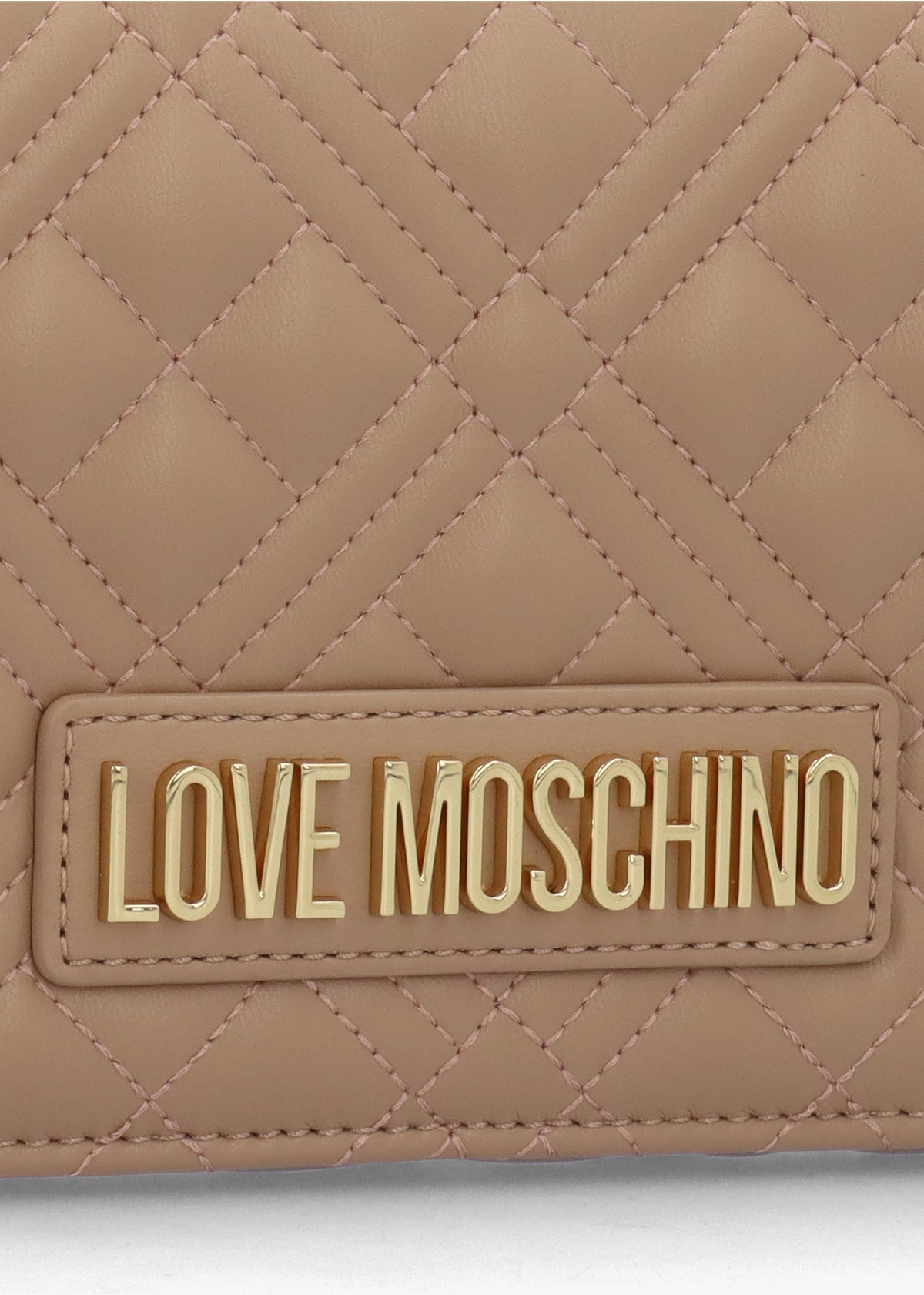 Diamond Quilt Flapover Beige Cross-Body Bag