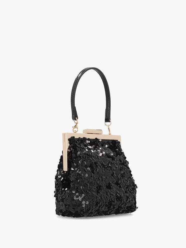 Nero Sequin Frame Evening Bag