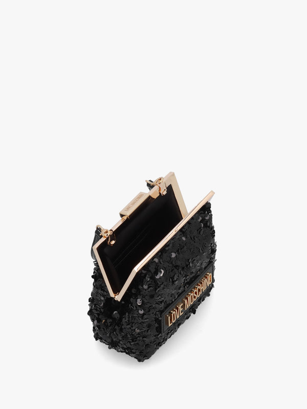 Nero Sequin Frame Evening Bag