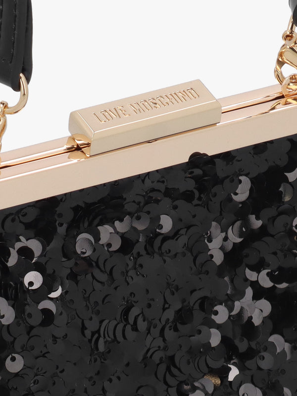 Nero Sequin Frame Evening Bag