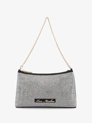 Diamante Overlay Black & Silver Shoulder Bag