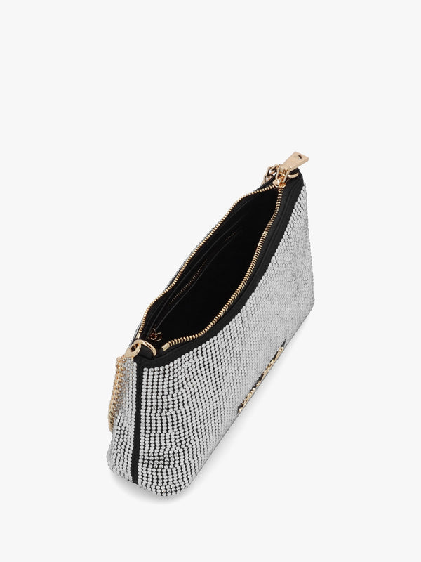 Diamante Overlay Black & Silver Shoulder Bag