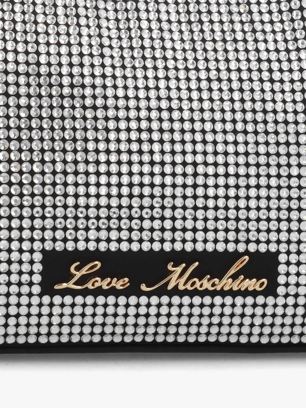 Diamante Overlay Black & Silver Shoulder Bag