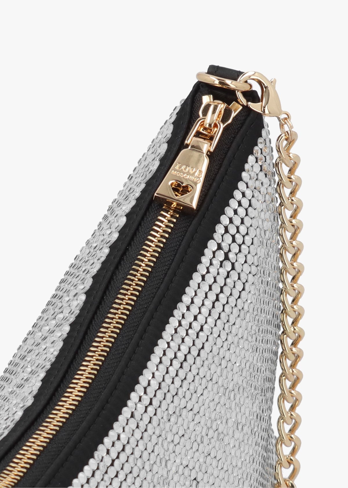Diamante Overlay Black & Silver Shoulder Bag