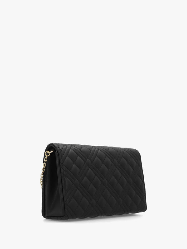 Diamond Quilt Flapover Nero Cross-Body Bag