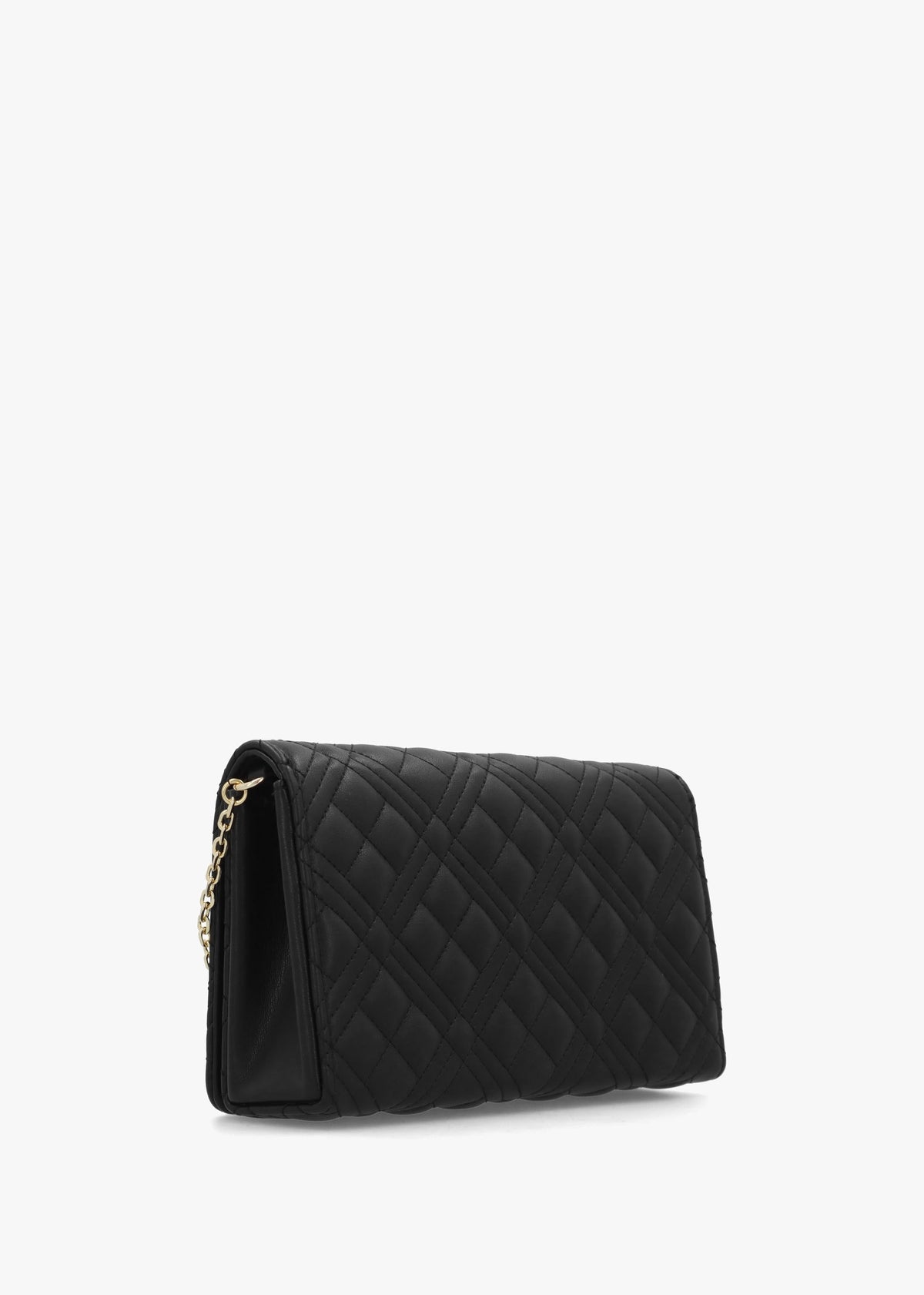 Diamond Quilt Flapover Nero Cross-Body Bag