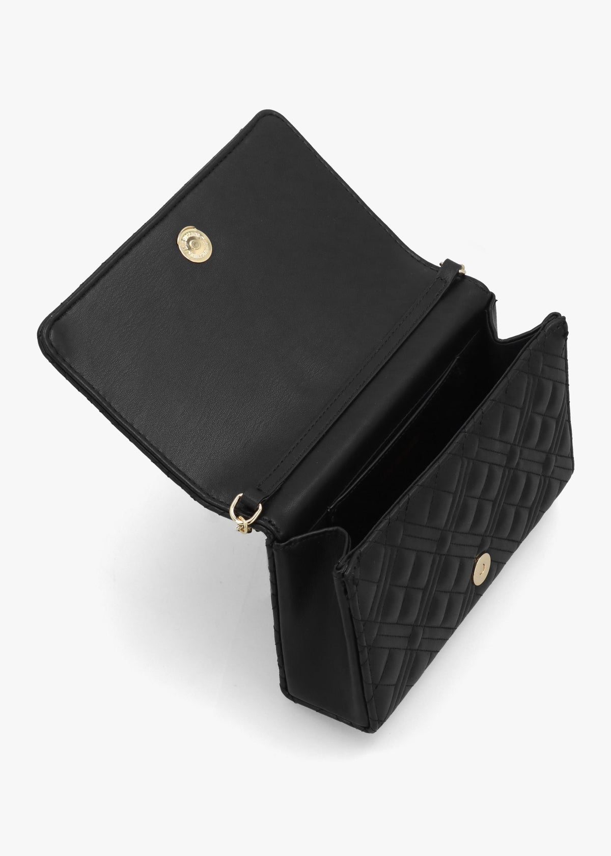 Diamond Quilt Flapover Nero Cross-Body Bag