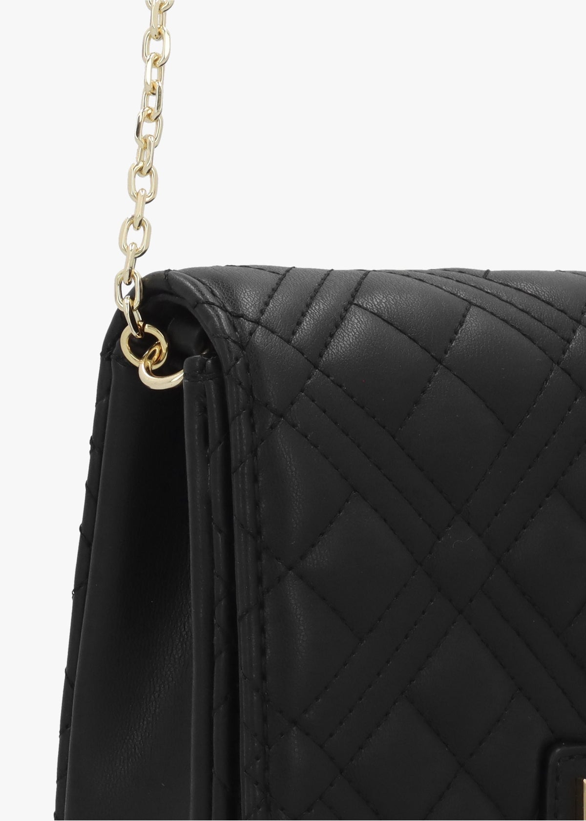 Diamond Quilt Flapover Nero Cross-Body Bag