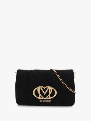 Heart Logo Quilted Pillow Velour Nero Cross-Body Bag