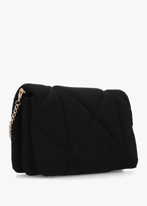Heart Logo Quilted Pillow Velour Nero Cross-Body Bag