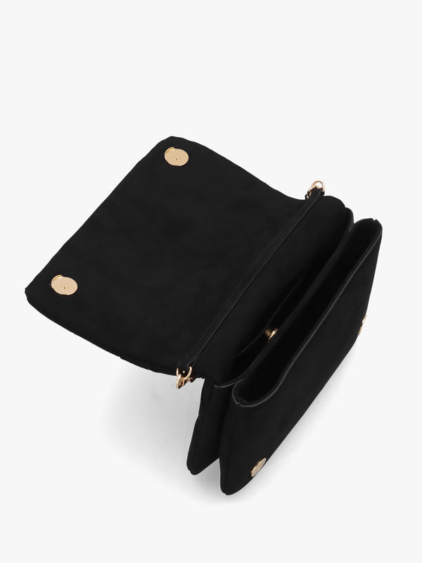 Heart Logo Quilted Pillow Velour Nero Cross-Body Bag